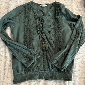 American Eagle green boho top